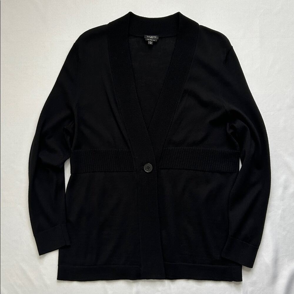 Talbots Petites Pure Merino Wool Cardigan Black XL Petite